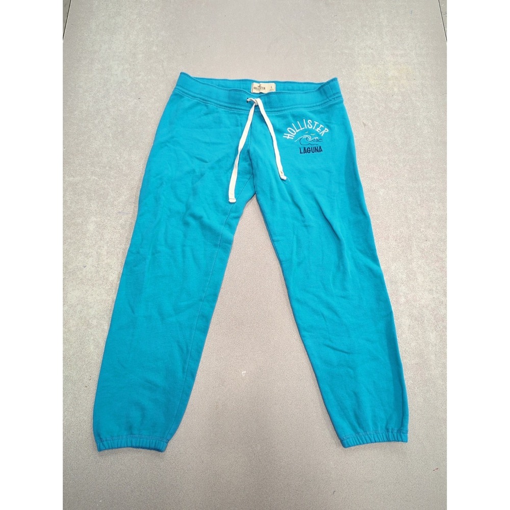 Vtg Hollister Spellout Sweatpants Womens L Y2K Turquoise Blue Laguna Beach Logo